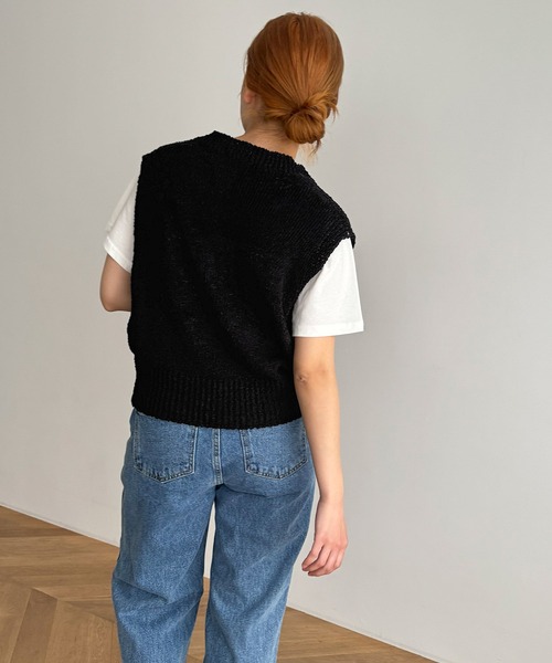 「CANAL JEAN」 「El mar」Vネックニット ONE SIZE ホワイト レディース_画像3