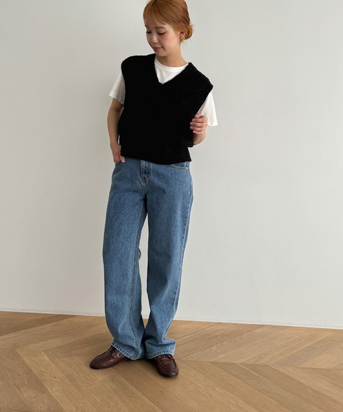 「CANAL JEAN」 「El mar」Vネックニット ONE SIZE ホワイト レディース_画像4
