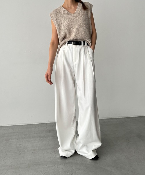 「CANAL JEAN」 「El mar」Vネックニット ONE SIZE ホワイト レディース_画像7