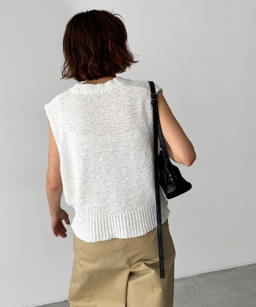 「CANAL JEAN」 「El mar」Vネックニット ONE SIZE ホワイト レディース_画像9