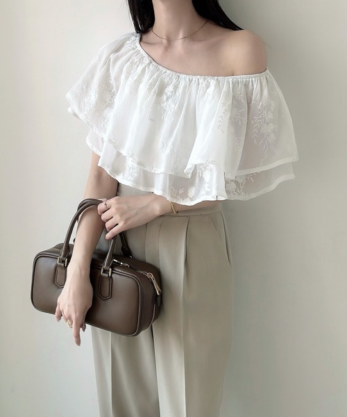 「Meiru」 半袖ブラウス SMALL アイボリー レディースの画像7