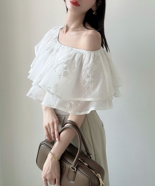 「Meiru」 半袖ブラウス SMALL アイボリー レディースの画像8