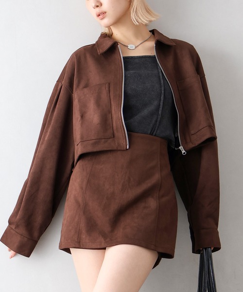 SpRay（スプレイ） ブルゾン アウター スウェードポンチZIPショート