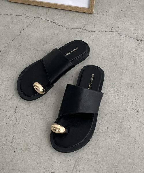 「CAPRICIEUX LE'MAGE」 フラットサンダル 36 ブラック レディース_画像2