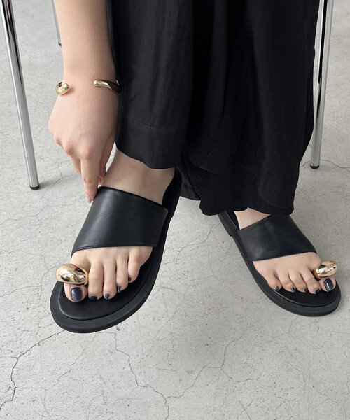 「CAPRICIEUX LE'MAGE」 フラットサンダル 36 ブラック レディース_画像3