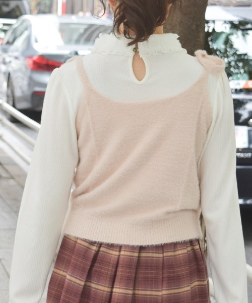 axes femme（アクシーズ ファム） ニット セーター 肩リボンシャギー