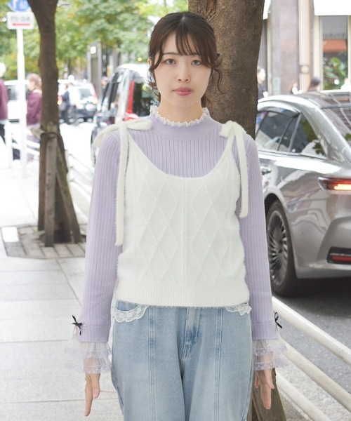 axes femme（アクシーズ ファム） ニット セーター 肩リボンシャギー