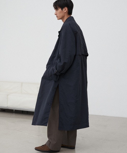 「WYM LIDNM」 ステンカラーコート M ダークネイビー メンズ_画像4