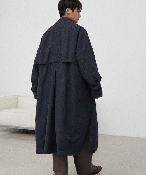 「WYM LIDNM」 ステンカラーコート M ダークネイビー メンズ_画像5