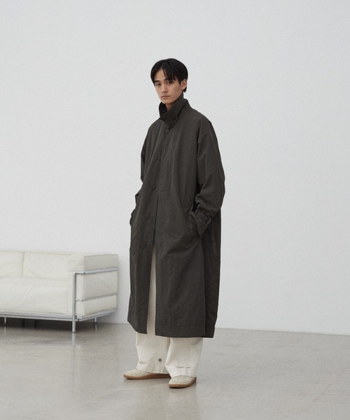 「WYM LIDNM」 ステンカラーコート M ダークネイビー メンズ_画像6