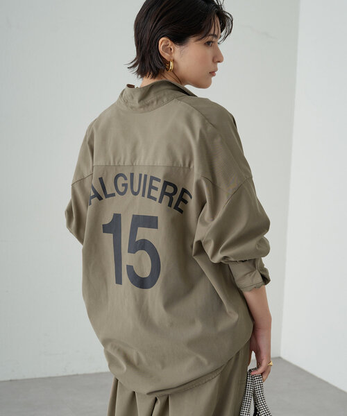 新品　Loungedress バックロゴシャツブルゾン　カーキ　ラウンジドレス 新品 Loungedress バックロゴシャツブルゾン カーキ ラウンジドレス