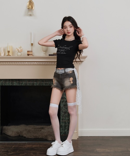 ANDWANG ジーンズ デニム デニムパンツ fringe denim short pants