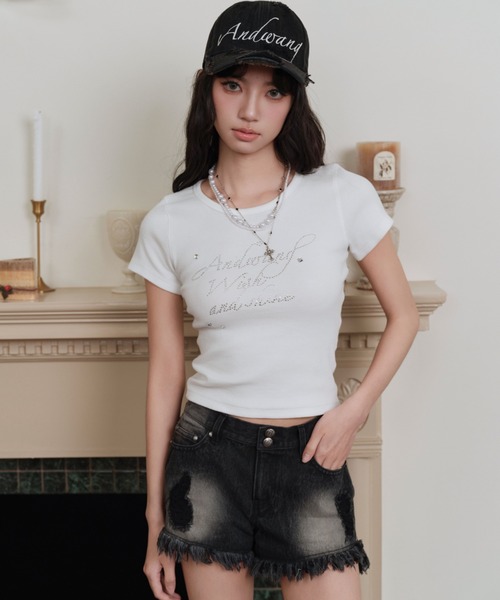 ANDWANG ジーンズ デニム デニムパンツ fringe denim short pants