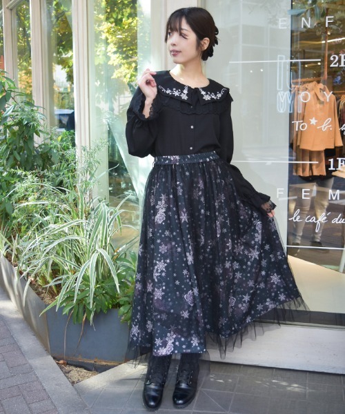 axes femme（アクシーズ ファム） スカート スノー・ローズ柄スカート
