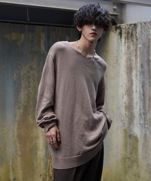 「G.O.C」 長袖ニット LARGE グレイッシュブルー メンズ_画像5