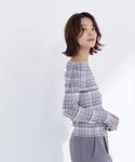 tシャツ シアーチェックオフショルトップス レ...の詳細画像3