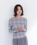 tシャツ シアーチェックオフショルトップス レ...の詳細画像5