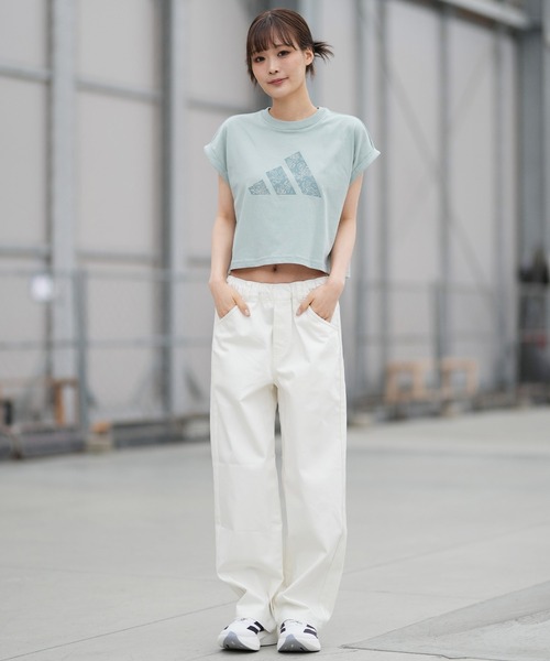 【まなぼう です】adidas ホワイトパンツ CCH92 ウエスト82 adidas（アディダス） パンツ W STADIUM C ストレートデニム