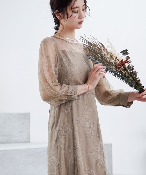 「niana」 長袖ワンピース M モカ レディース_画像3