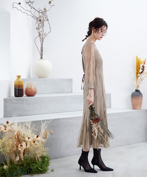 「niana」 長袖ワンピース M モカ レディース_画像4