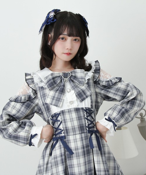 DearMyLove ワンピース ハートレースウエストレースアップフリル