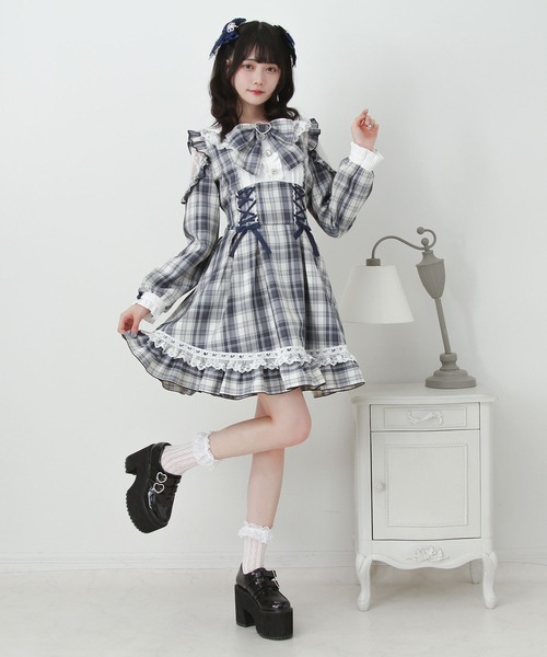 DearMyLove ワンピース ハートレースウエストレースアップフリル