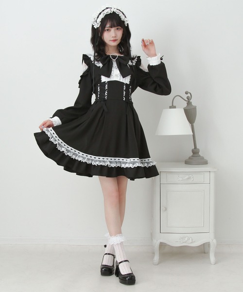 DearMyLove ワンピース ハートレースウエストレースアップフリル