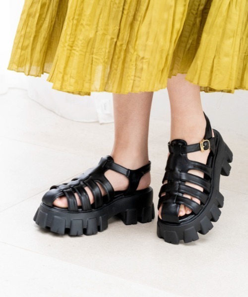 「Launa lea」 フラットサンダル L ブラック レディース_画像6