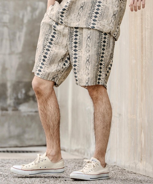 【キャピタル】クバ柄 アフリカン柄 ショートパンツ コットン100 日本製 1 CAMBIO（カンビオ） パンツ mp14718- African Batik Short Pants