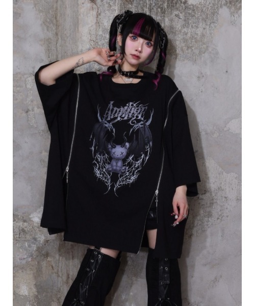 tシャツ Devil bat Bear ZIP Tシャツ レディース メンズの画像