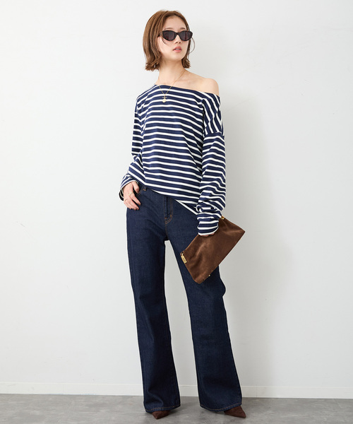 「Deuxieme Classe」 ブーツカットデニムパンツ 36 エメラルドブルー レディースの画像