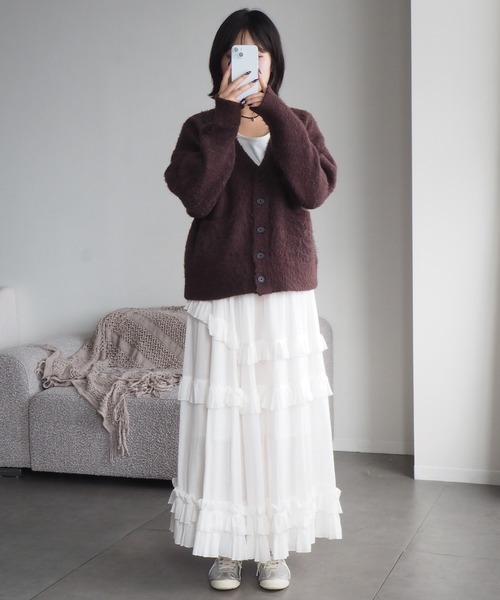 「CLEL」 ニットカーディガン L チャコールグレー メンズ_画像9