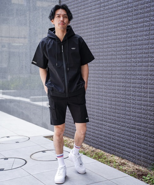 パーカー (RM)「LUXE/R GOLF」ストレッチ クロス ジップ 半袖 パーカ