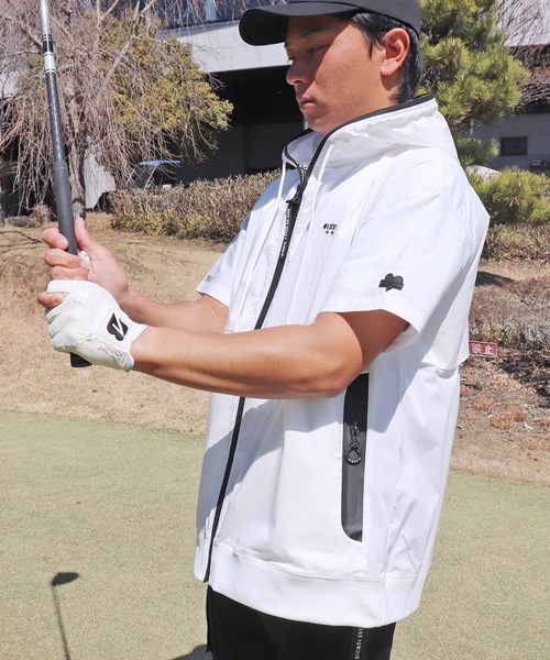 パーカー (RM)「LUXE/R GOLF」ストレッチ クロス ジップ 半袖 パーカ