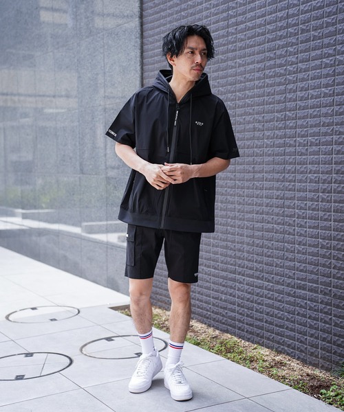 パーカー (RM)「LUXE/R GOLF」ストレッチ クロス ジップ 半袖 パーカ