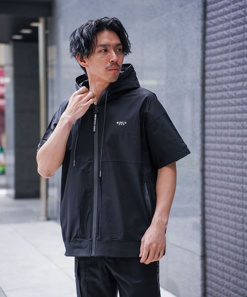 パーカー (RM)「LUXE/R GOLF」ストレッチ クロス ジップ 半袖 パーカ