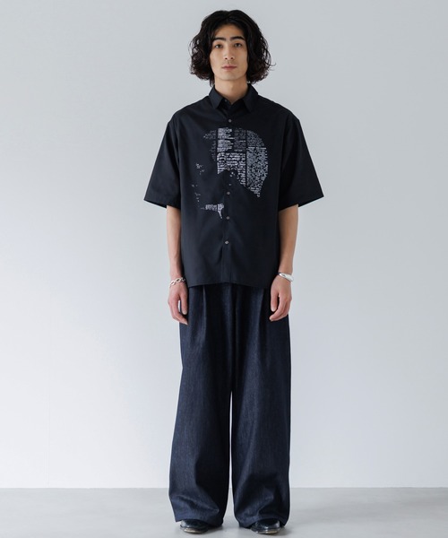 「SINSS」 半袖シャツ SMALL ブラック メンズ_画像2