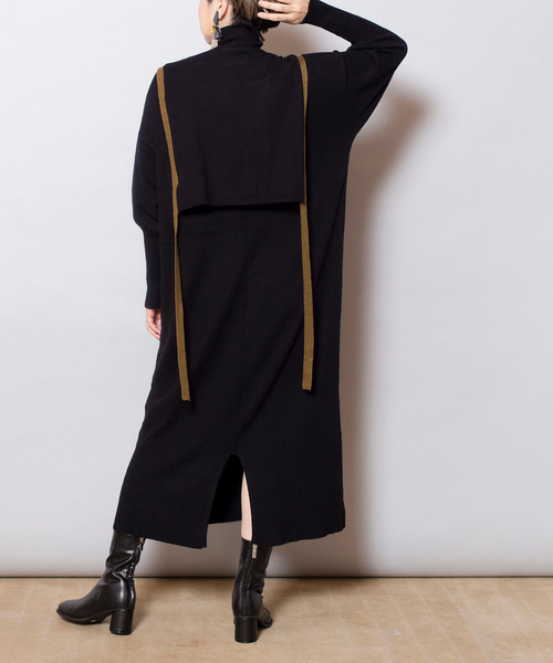 「OSMOSIS」 ニットワンピース ONE SIZE ブラック レディース_画像8