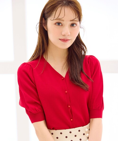 「Feroux」 カーディガン F レッド レディース_画像9