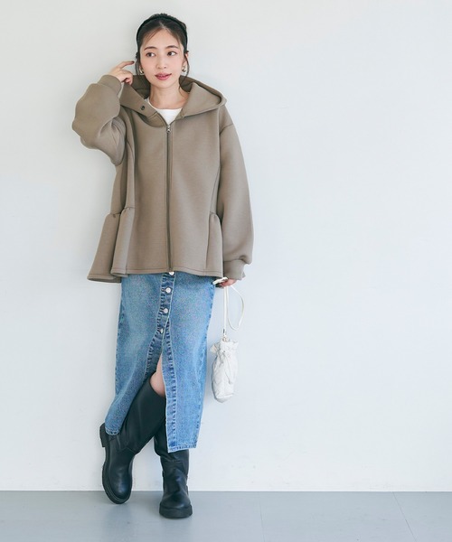 「coca(coca)」 ジップアップパーカー M ダークベージュ レディース_画像5