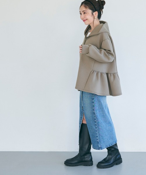 「coca(coca)」 ジップアップパーカー M ダークベージュ レディース_画像7