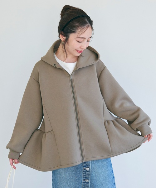 「coca(coca)」 ジップアップパーカー M ダークベージュ レディース_画像8
