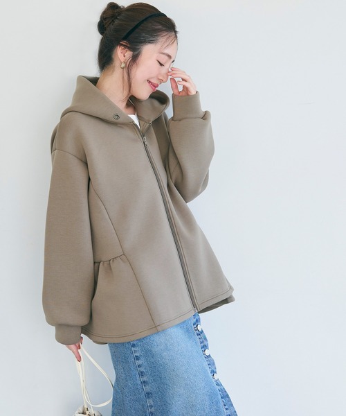「coca(coca)」 ジップアップパーカー M ダークベージュ レディース_画像9