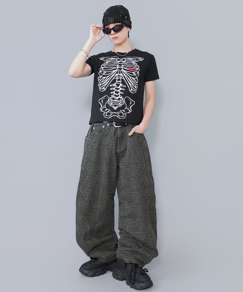 SPINNS（スピンズ） ワイドパンツ パンツ ヒョウ柄バルーンパンツ