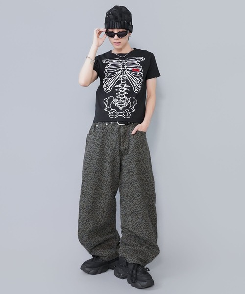 SPINNS（スピンズ） ワイドパンツ パンツ ヒョウ柄バルーンパンツ
