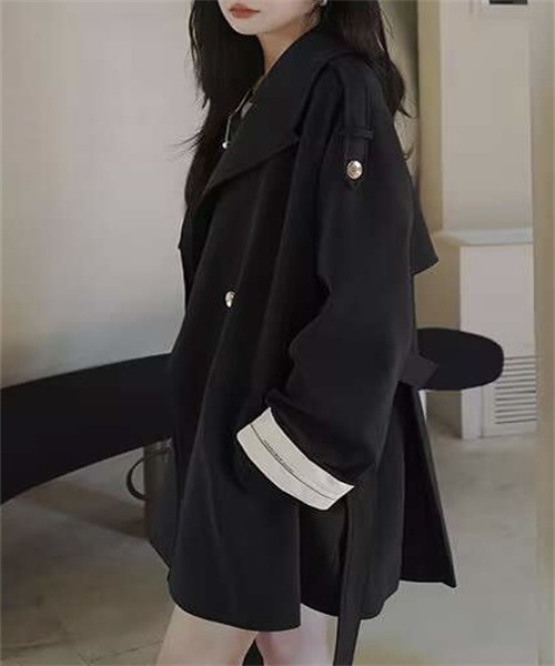 「FREE STYLISTS」 トレンチコート L グレー レディース_画像4