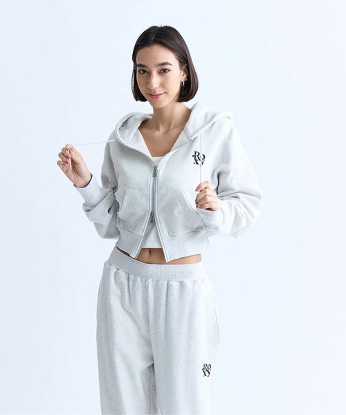 「ROXY」 ジップアップパーカー LARGE ブラウン レディース_画像2