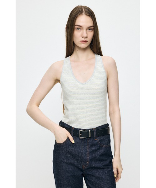 【タグ付き】オーブ刺繍タンクトップサイズ０２ MOUSSY（マウジー） タンクトップ ノースリーブ BACK CROSS CUP タンク
