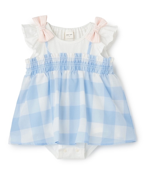 petit main ベビー服 ロンパース 「リンク」ブロックチェックOP 
