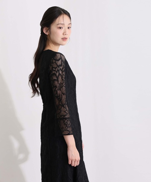 「PourVous」 7分袖ワンピース X-LARGE ネイビー レディース_画像3